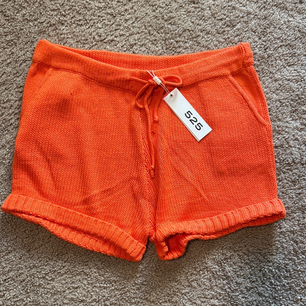 525 America Vibrant Orange Knit High Waist Shorts